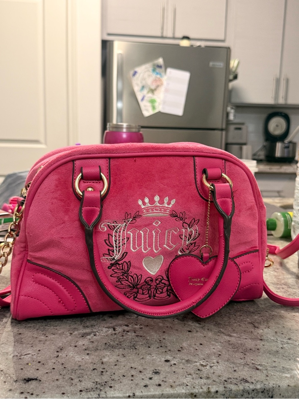 LIKE NEW! Juicy Couture Pink Heart Logo Dome Satchel